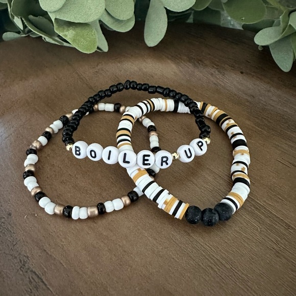 Indiana or Purdue University Bracelets SET OF 3 Team Stackable Bracelets - Picture 2 of 2